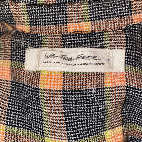 FREE PEOPLE Wrap Blouse Plaid Top SMALL
orange yellow navy white - Picture 5 of 6